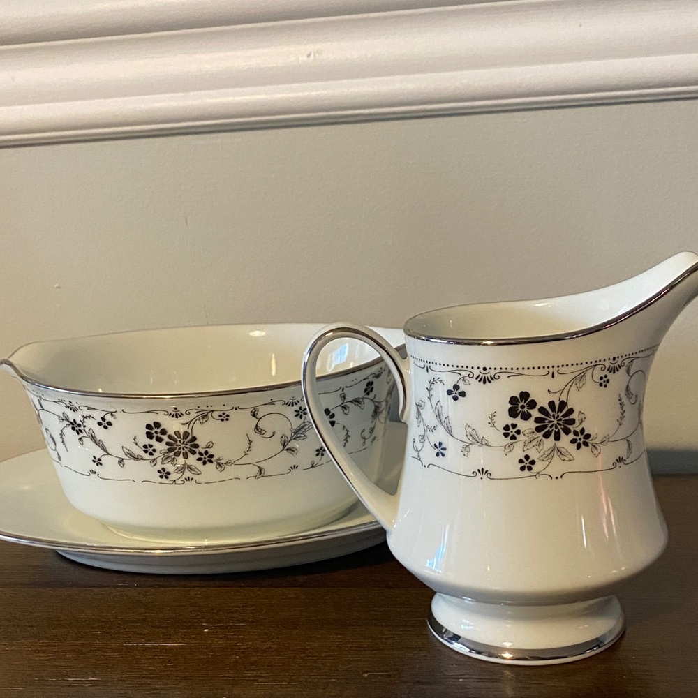 Vintage Noritake Black Lace Floral Serveware Set